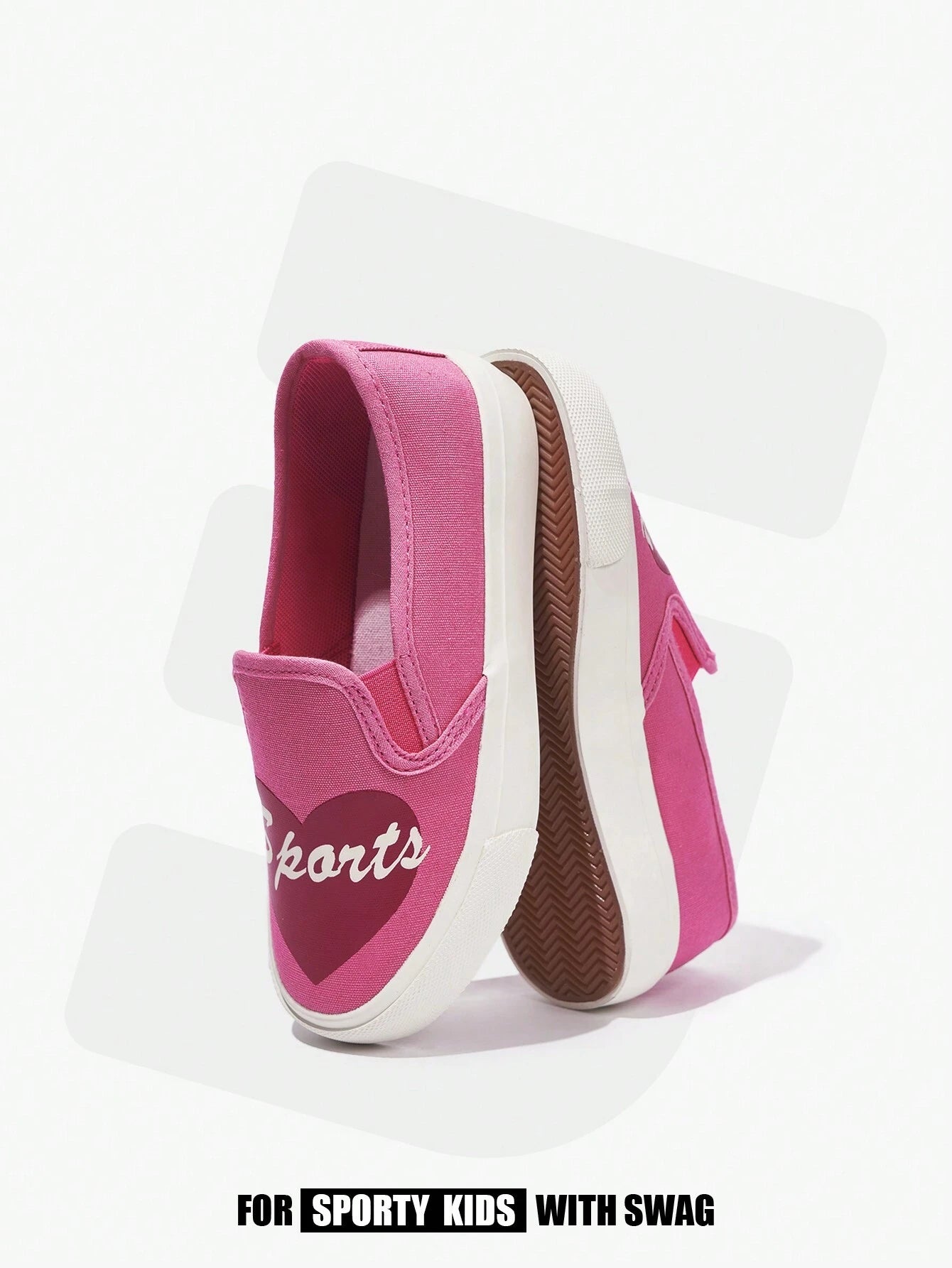 JNSQ Fashion All-Match Versatile Heart Print Casual Low-Top Canvas Hot Pink
