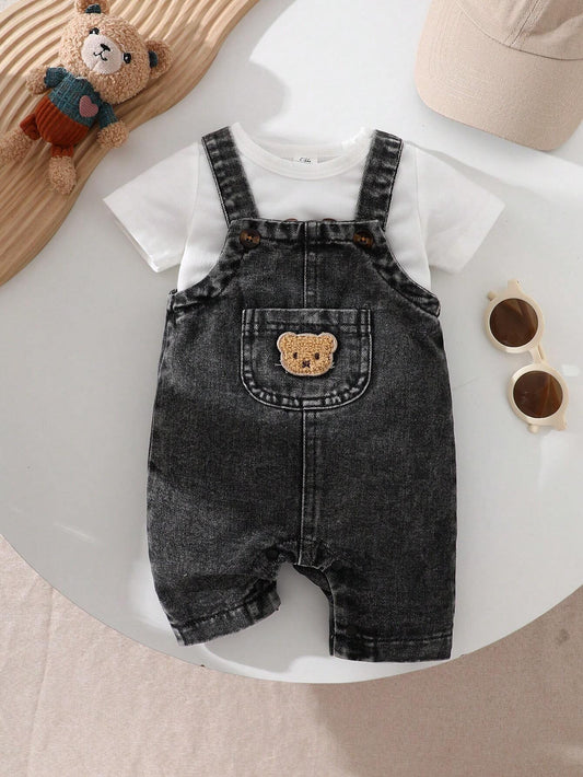 Baby Fashionable Everyday Pocket Design Romper Black