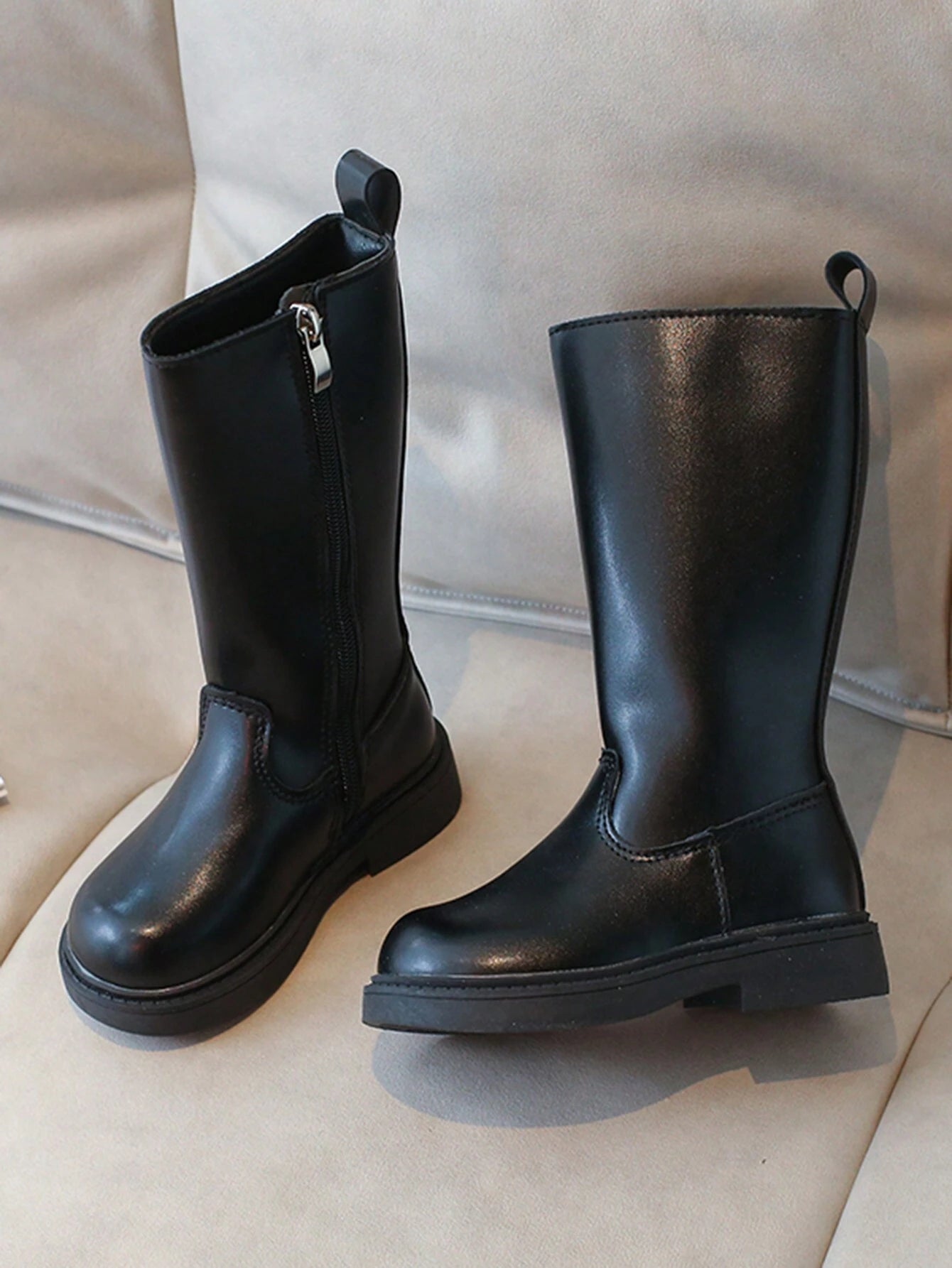 Side Zipper Fashionable And Comfortable Long Boots Micro Velvet