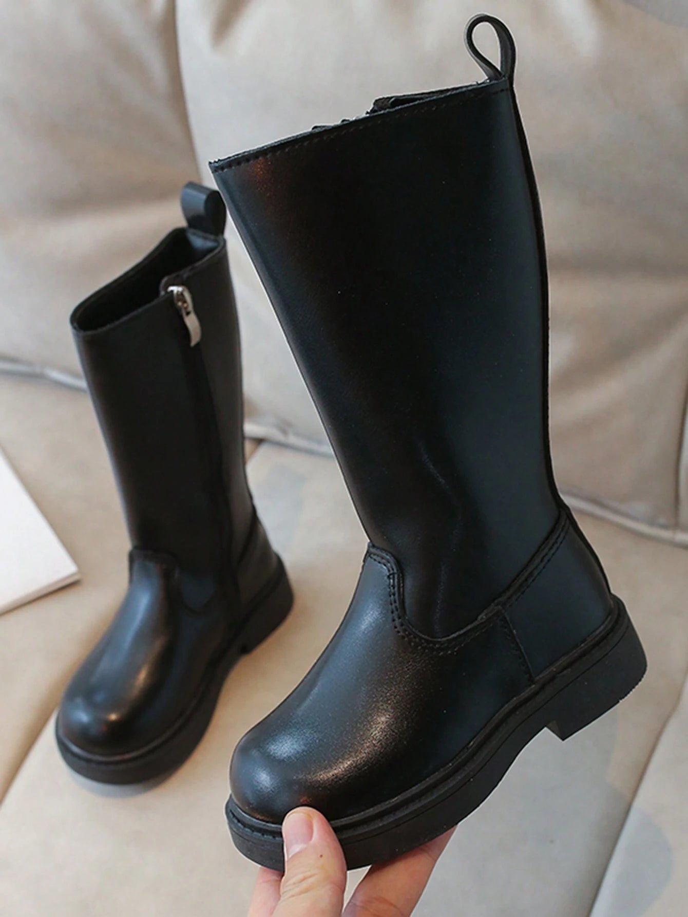 Side Zipper Fashionable And Comfortable Long Boots Micro Velvet