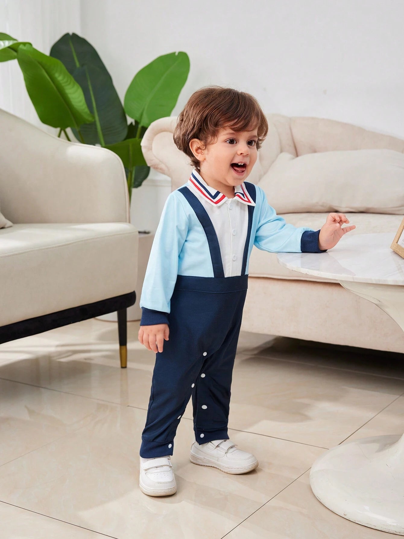 Newborn Baby Boy 2 In 1 Gentleman Suit Collar Jumpsuit
