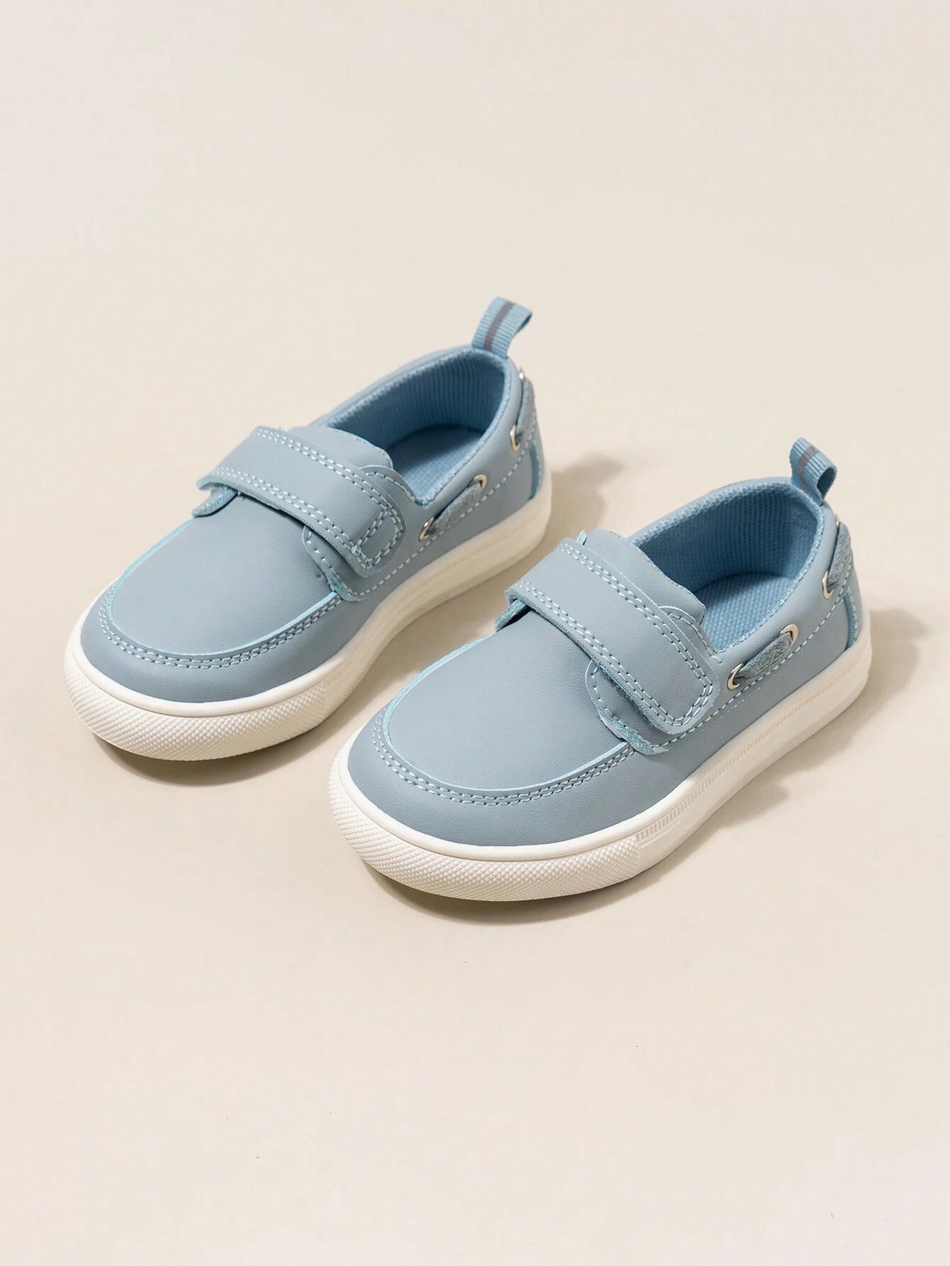 British Style Hook-And-Loop Anti-Slip Wear-Resistant Canvas Casual Loafers Dusty Blue