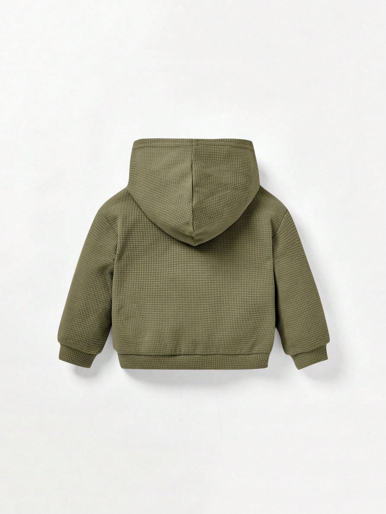 Baby Girl Solid Dropped Shoulder Hooded Sweatshirt And Flare Leg Pants