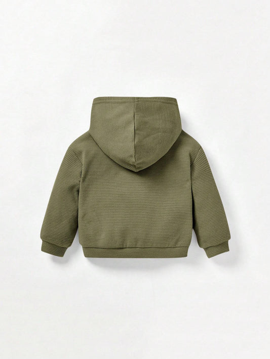 Baby Girl Solid Dropped Shoulder Hooded Sweatshirt And Flare Leg Pants