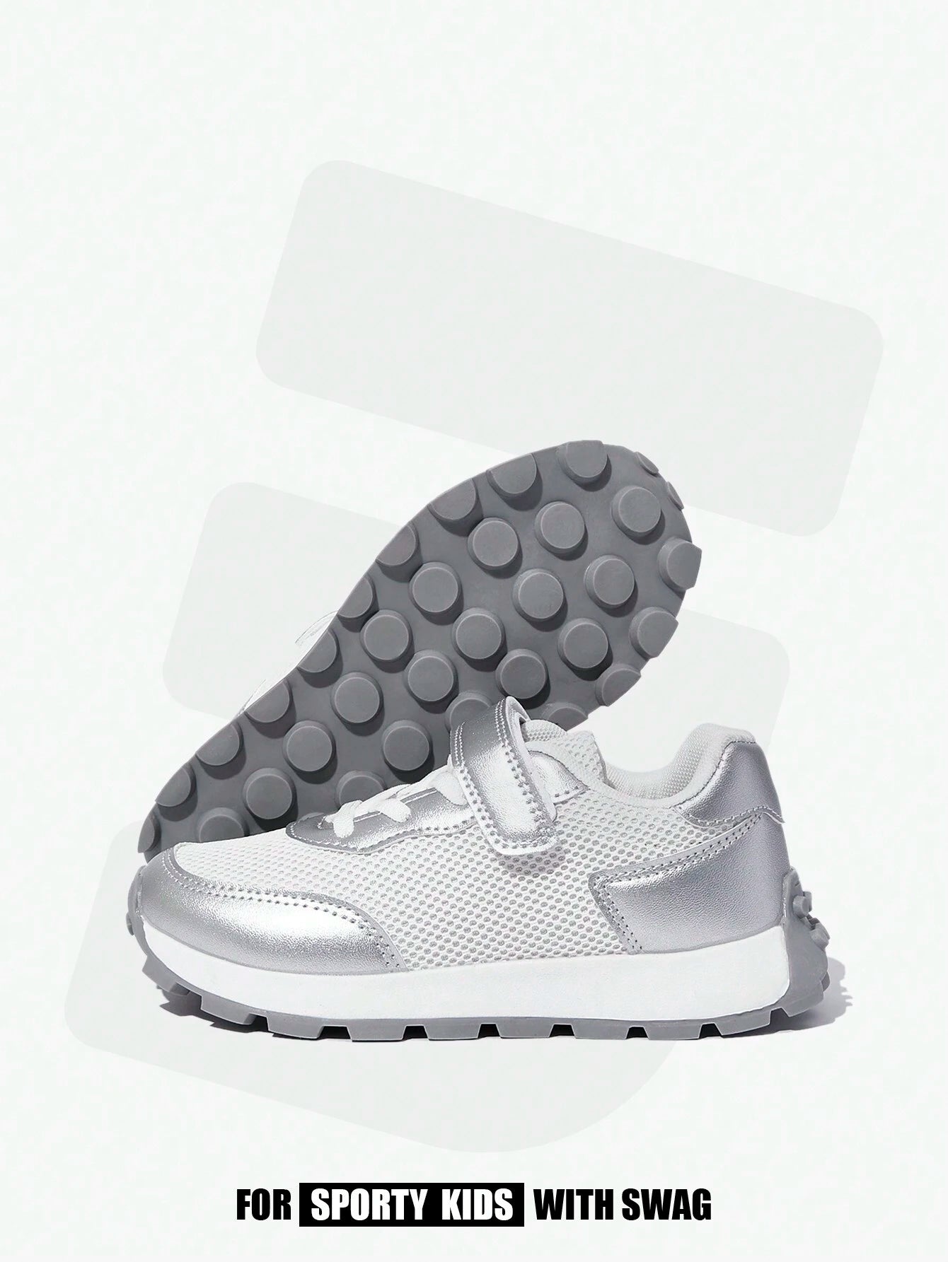 JNSQ 1pair Simple Girls' Silver Casual A-Gan Shoes Silver