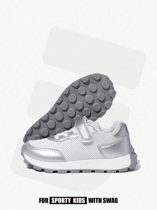 JNSQ 1pair Simple Girls' Silver Casual A-Gan Shoes Silver