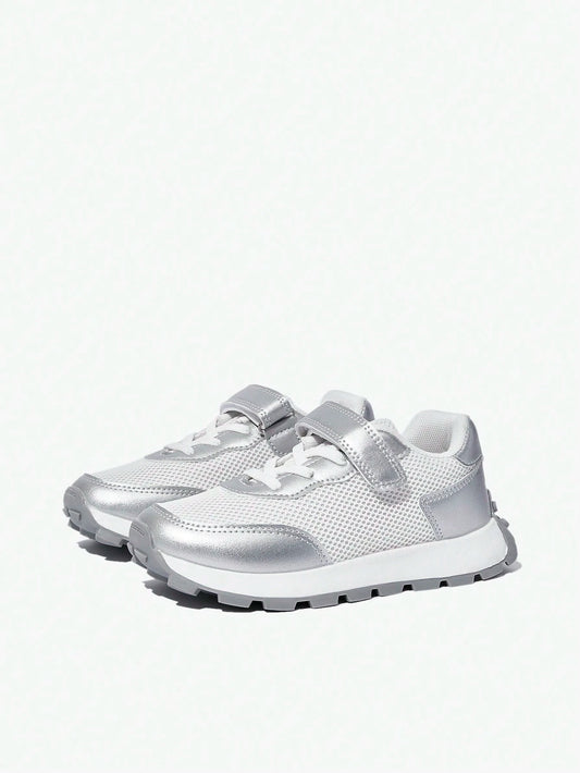 JNSQ 1pair Simple Girls' Silver Casual A-Gan Shoes