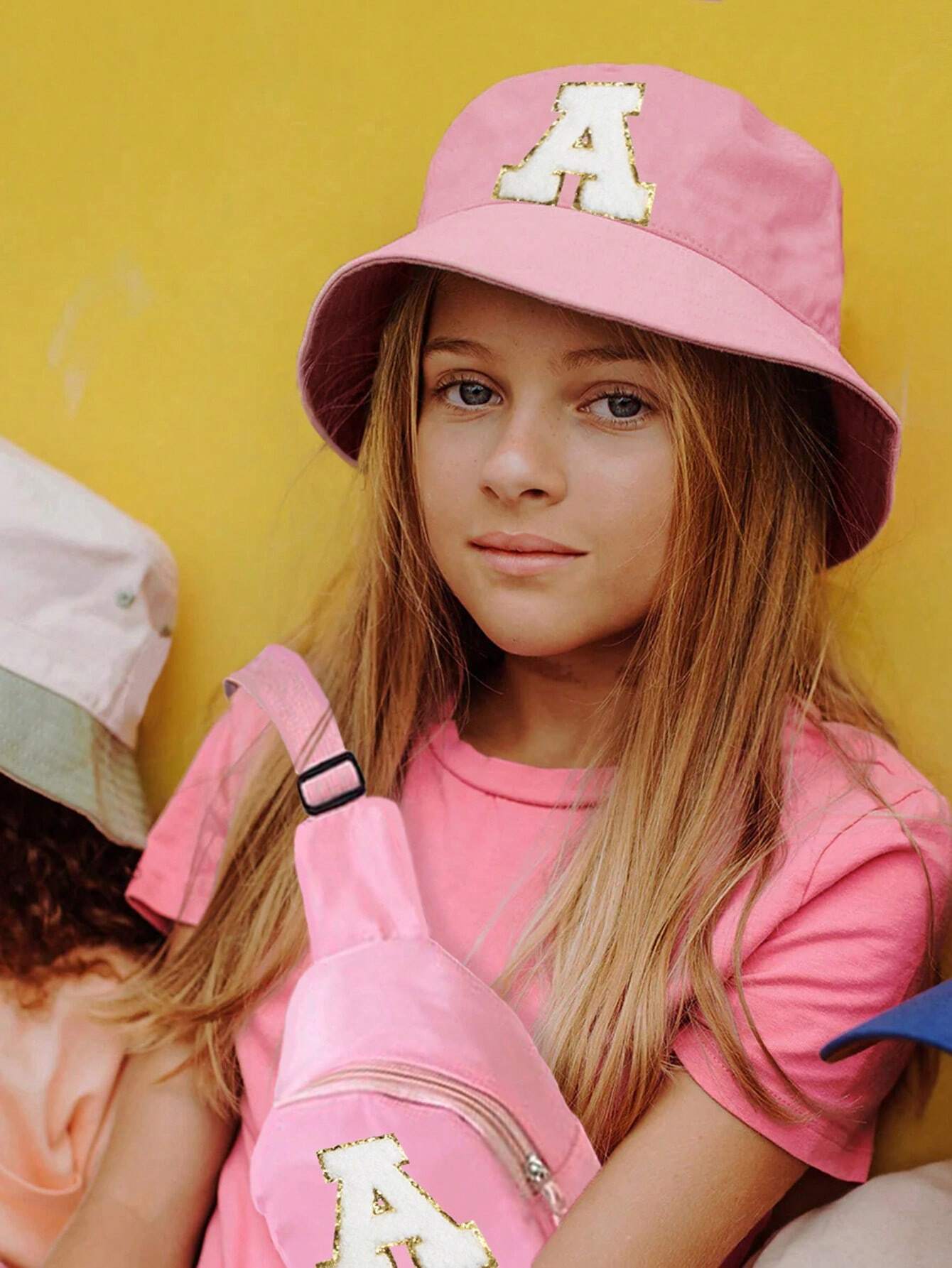 2pcs/Set Kids 26 Letters Bucket Hat And Bag Set