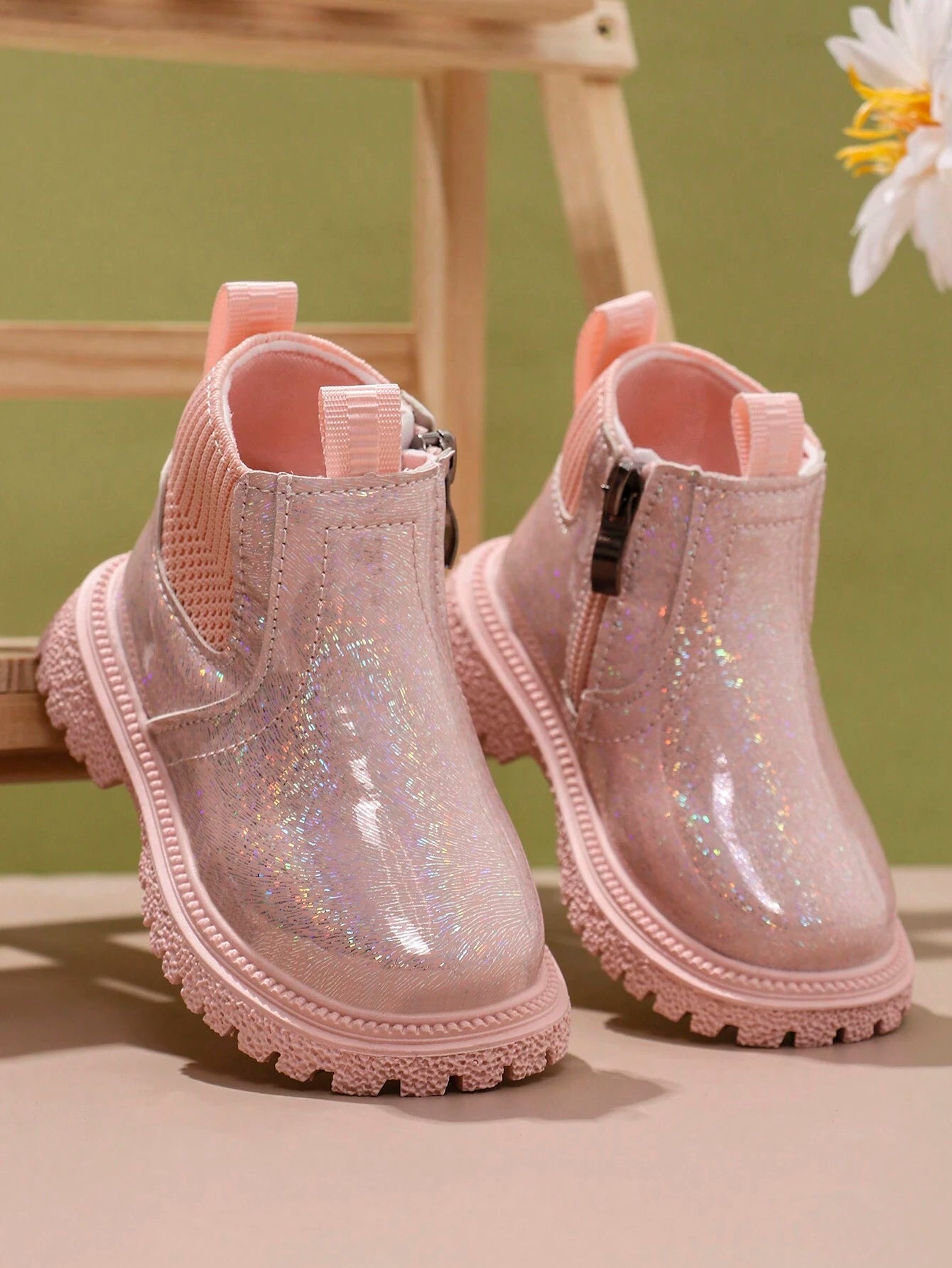 Infant Fashionable Casual Cute Anti-Slip Soft-Bottom Ankle Boots Pink