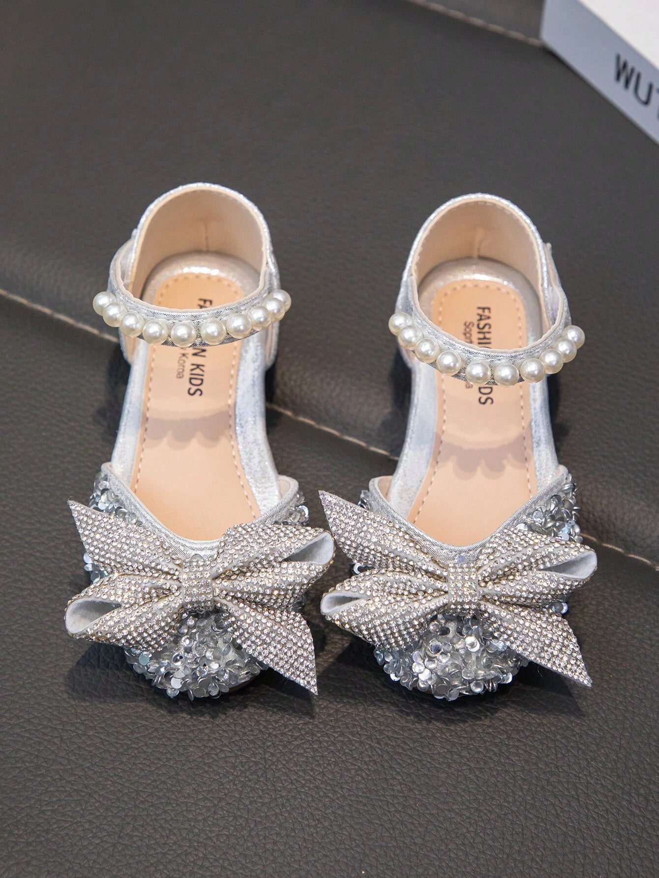 Baby Flat Shoes, Girls Princess Rhinestone Leather Shoes Silver