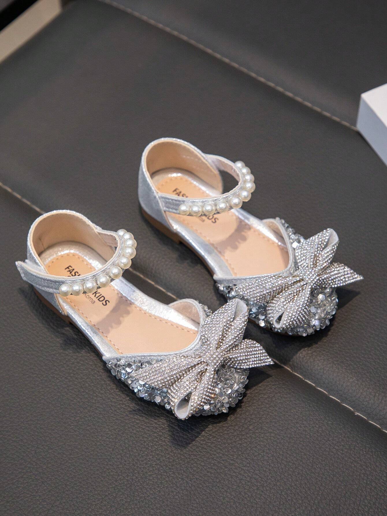 Baby Flat Shoes, Girls Princess Rhinestone Leather Shoes
