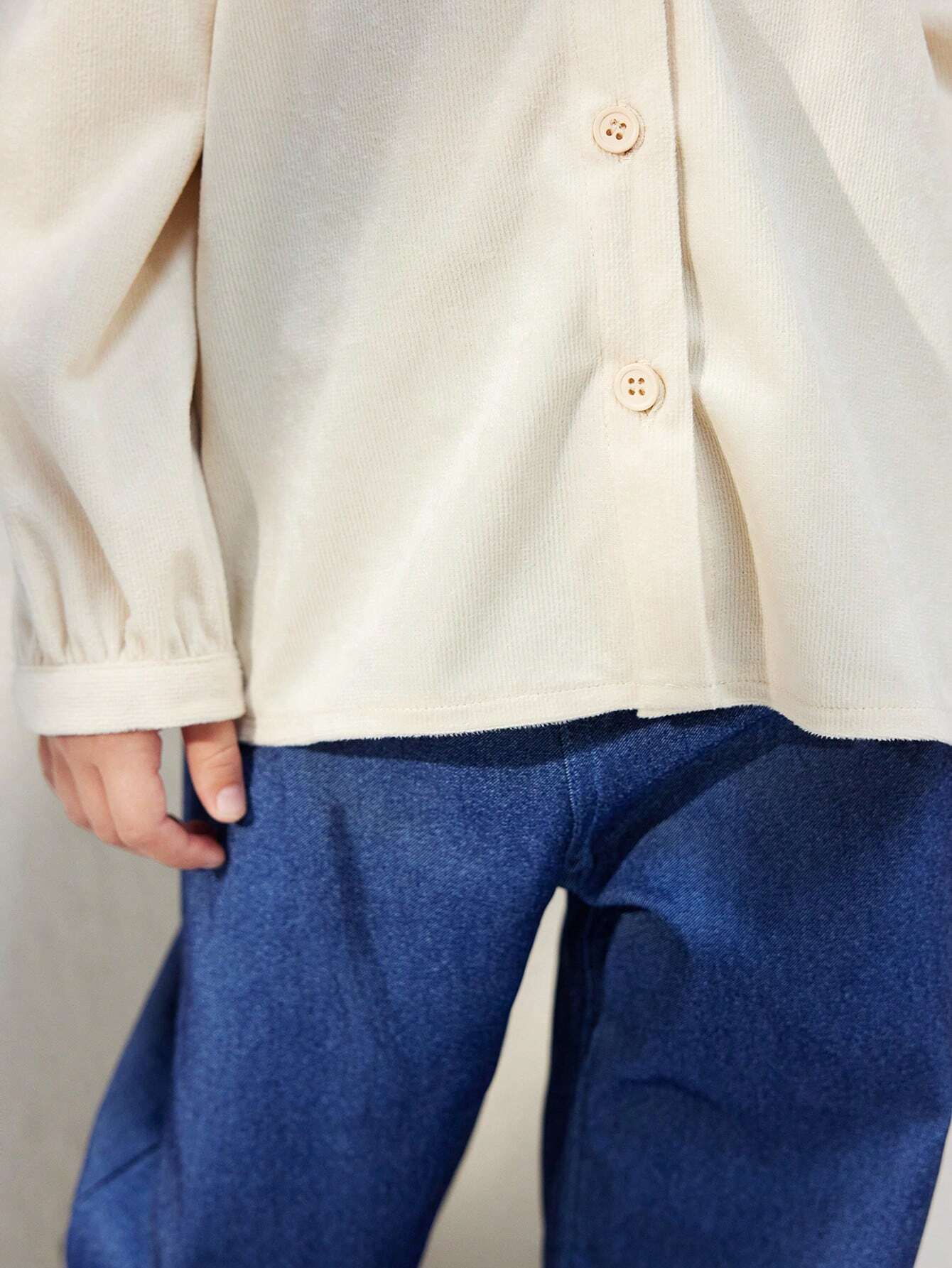 Young Girls' French Elegant White Ruffled Loose Long Sleeve Woven Blouse