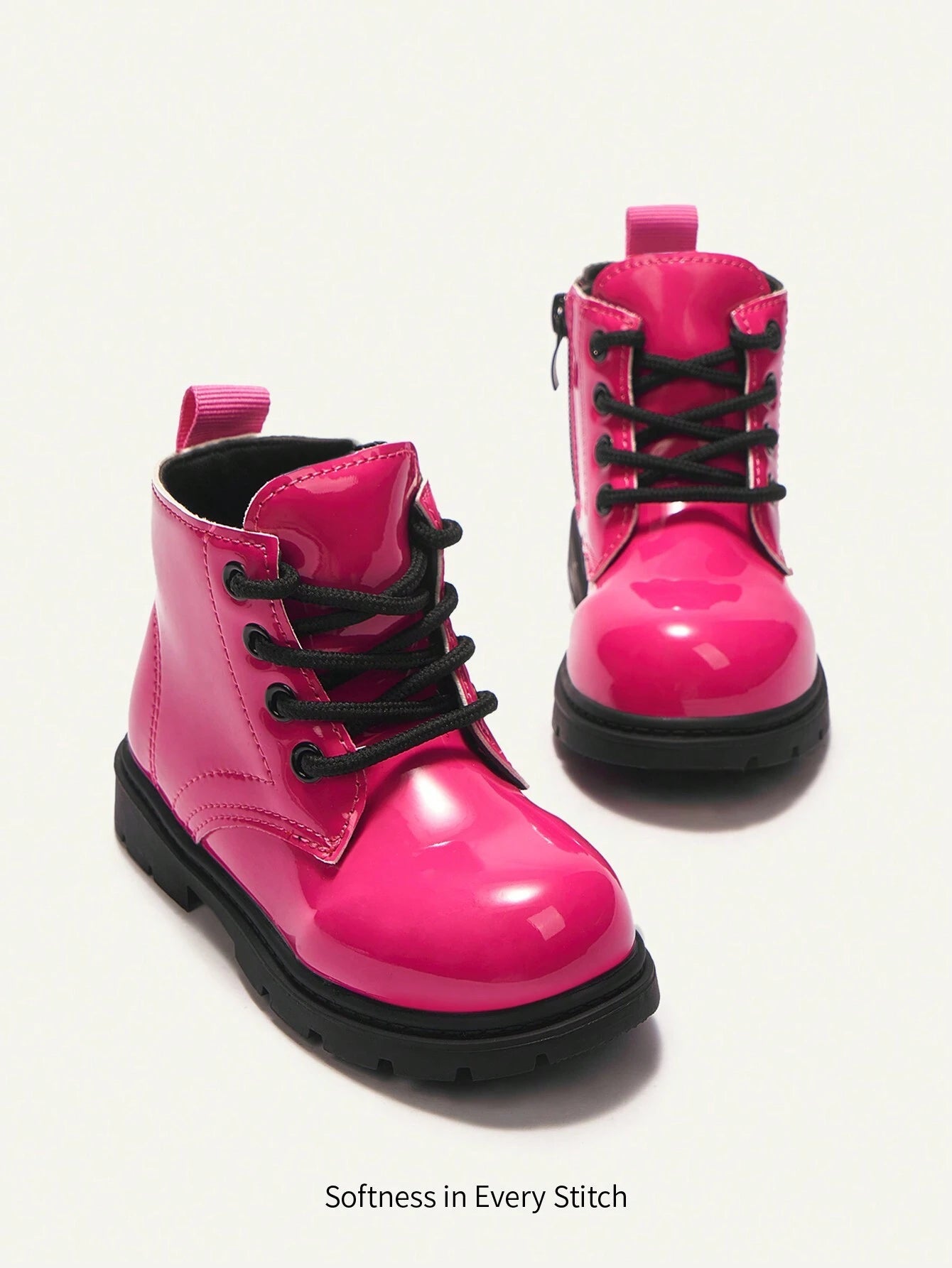 Cozy Pixies Christmas Artificial Leather Comfy Casual Baby Boots Hot Pink