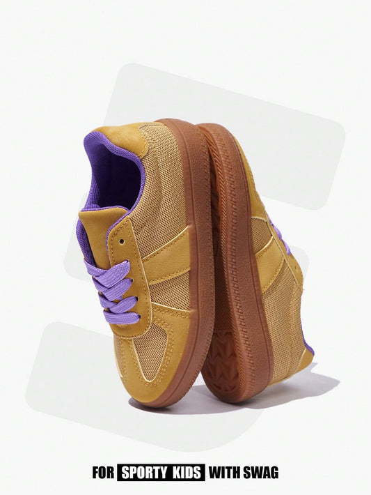 1 Pair Retro Fashion Sporty Lace-Up Color Block Casual Athletic Trainers