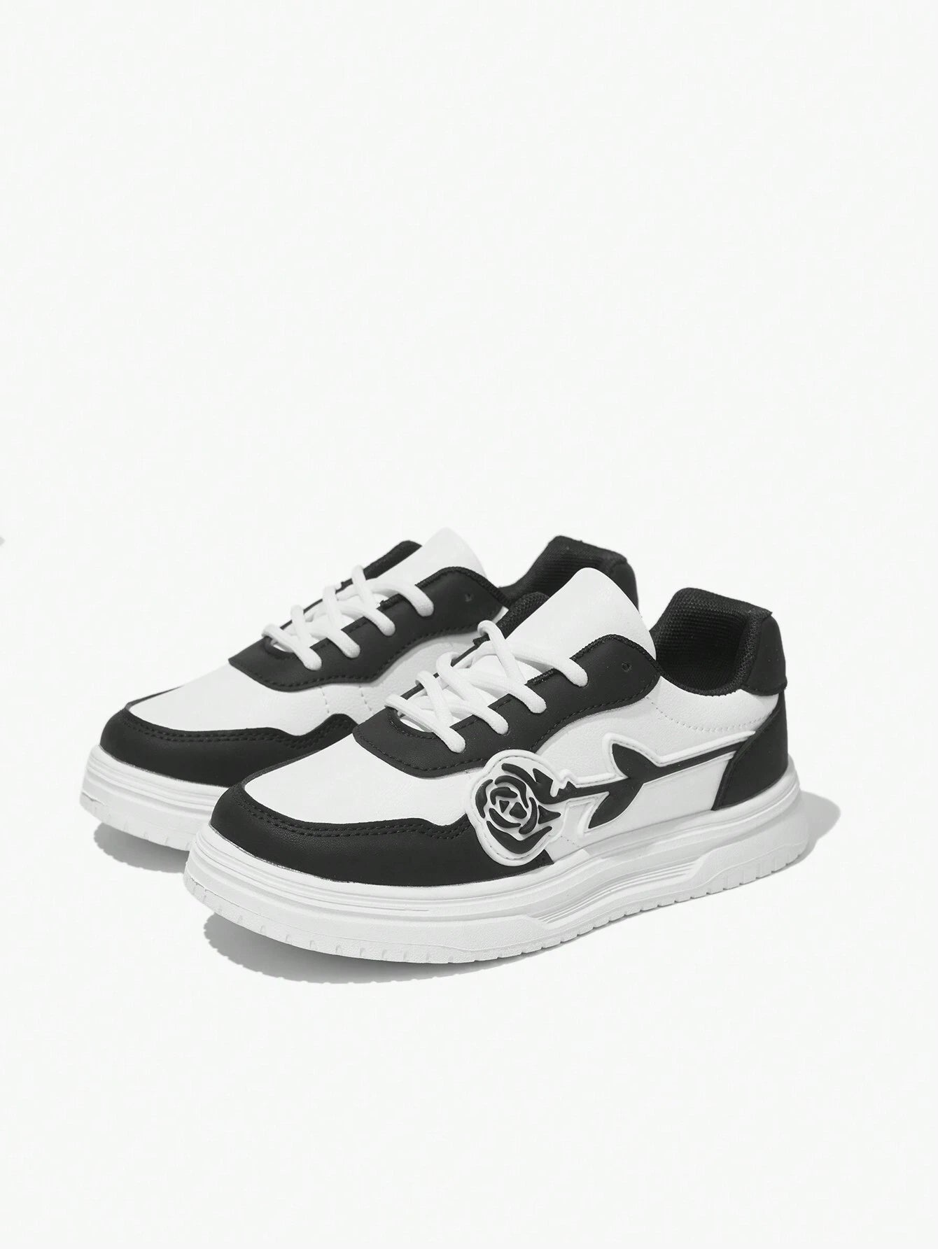 1pair Women's Original Rose Floral Minimalist Casual White Sneakers