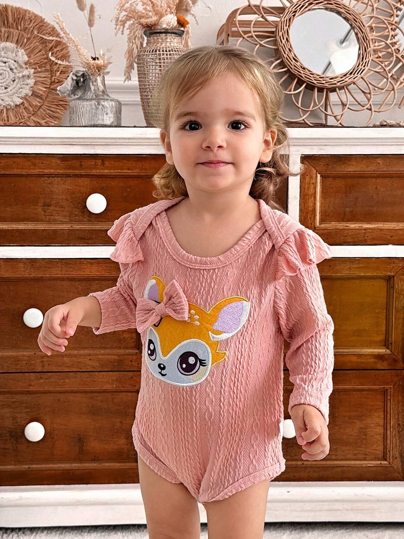 Wildeya Newborn Girls Cute Deer Embroidery Casual Romper Jumpsuit Outfit