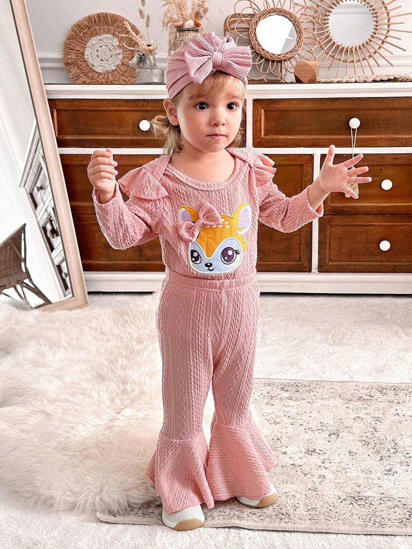 Wildeya Newborn Girls Cute Deer Embroidery Casual Romper Jumpsuit Outfit