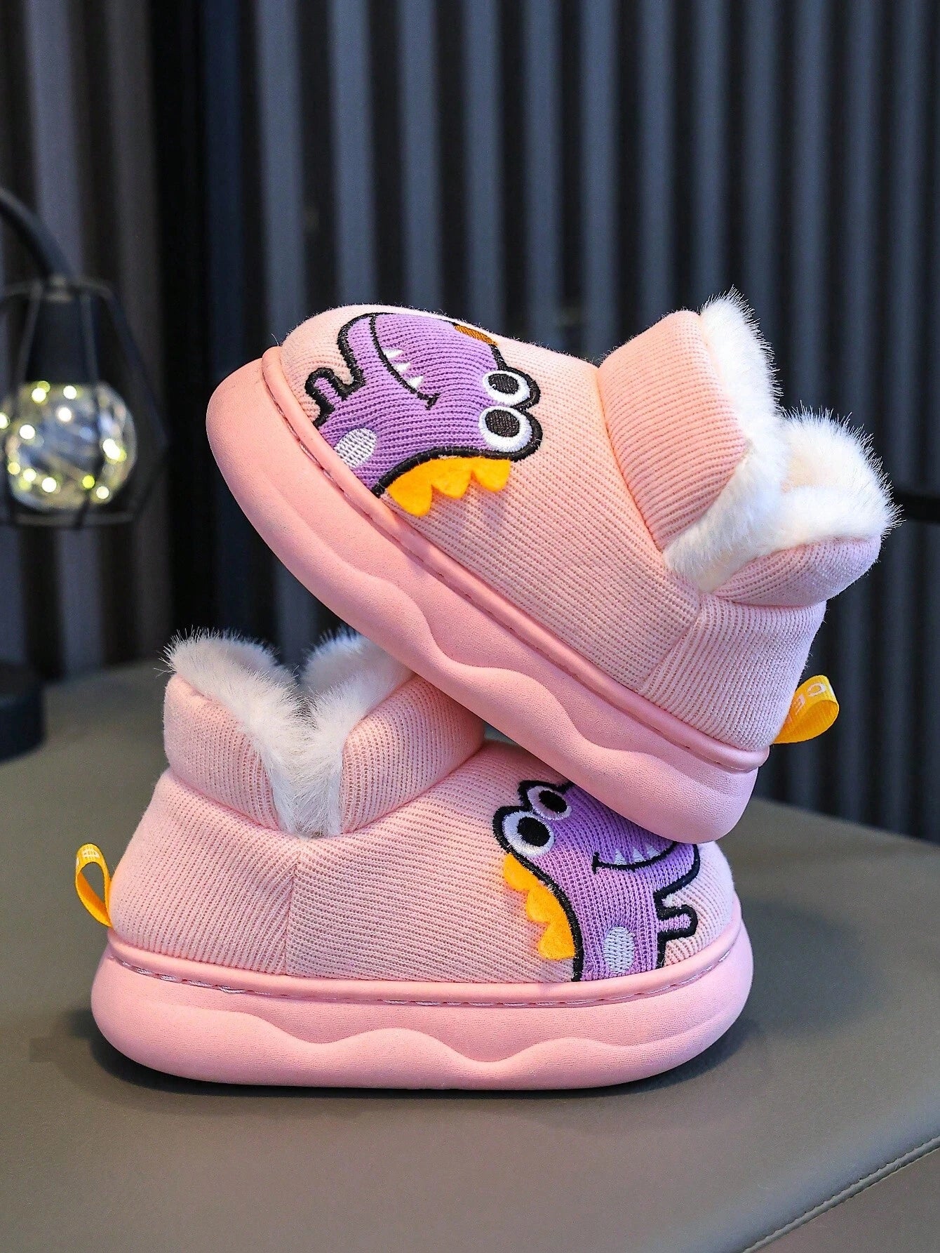 Kids Cartoon Dinosaur Slippers Pink