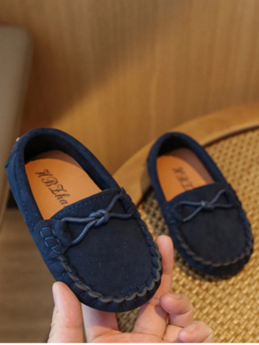 1pair Classic Infant Flat Shoes Fashionable British Style Loafers Blue