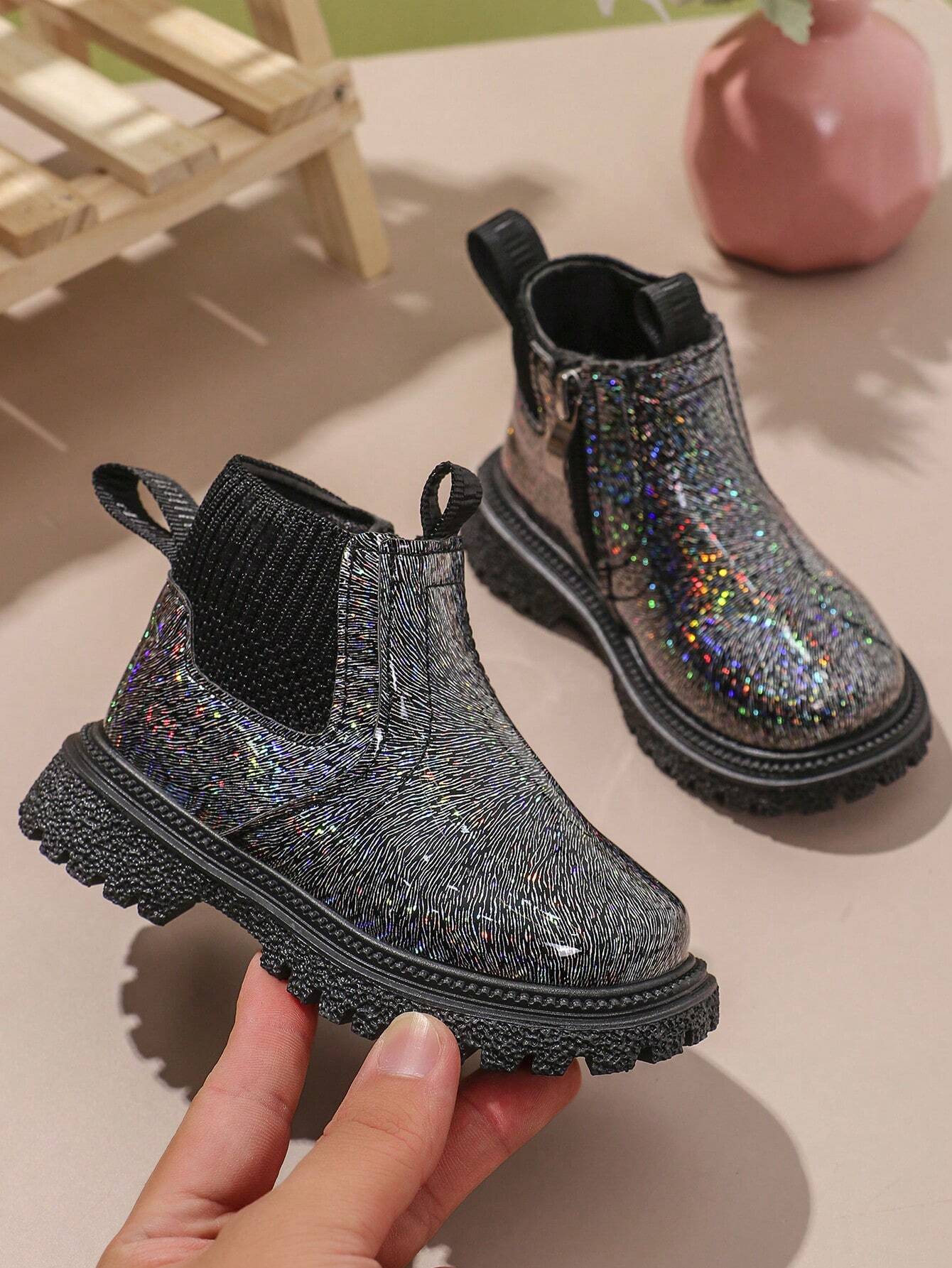 Infant Fashionable Casual Cute Anti-Slip Soft-Bottom Ankle Boots Black