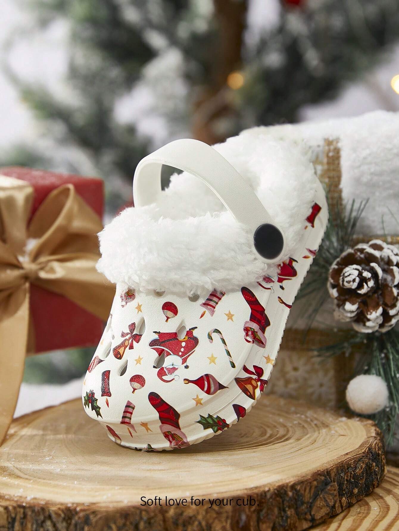 Cozy Pixies 1 Pair Kids Cute Cartoon White Snowman Pattern Garden Shoes White