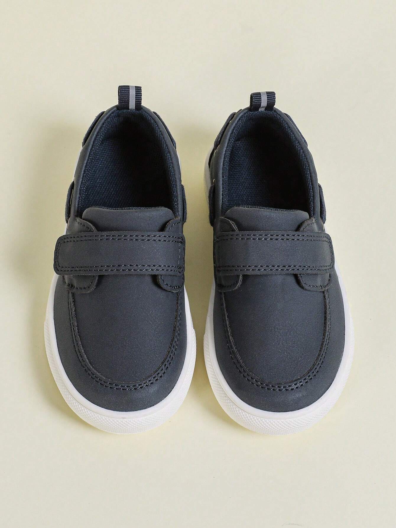 English Style Hook And Loop Slip-On Anti-Skid Wear-Resistant Soft-Sole Loafers Navy Blue