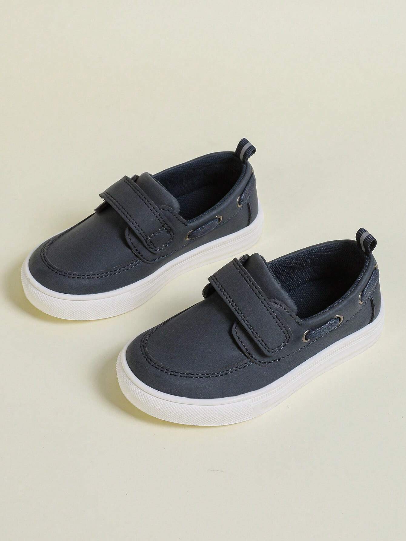 British Style Hook-And-Loop Anti-Slip Wear-Resistant Canvas Casual Loafers Navy Blue
