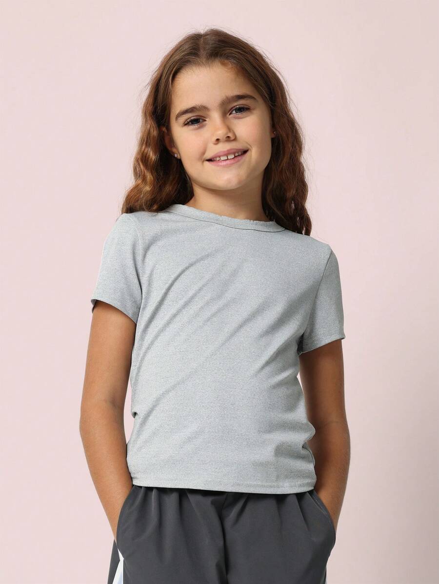 Tween Girls Baby Tee And Straight Fit Nylon Stripe Pant