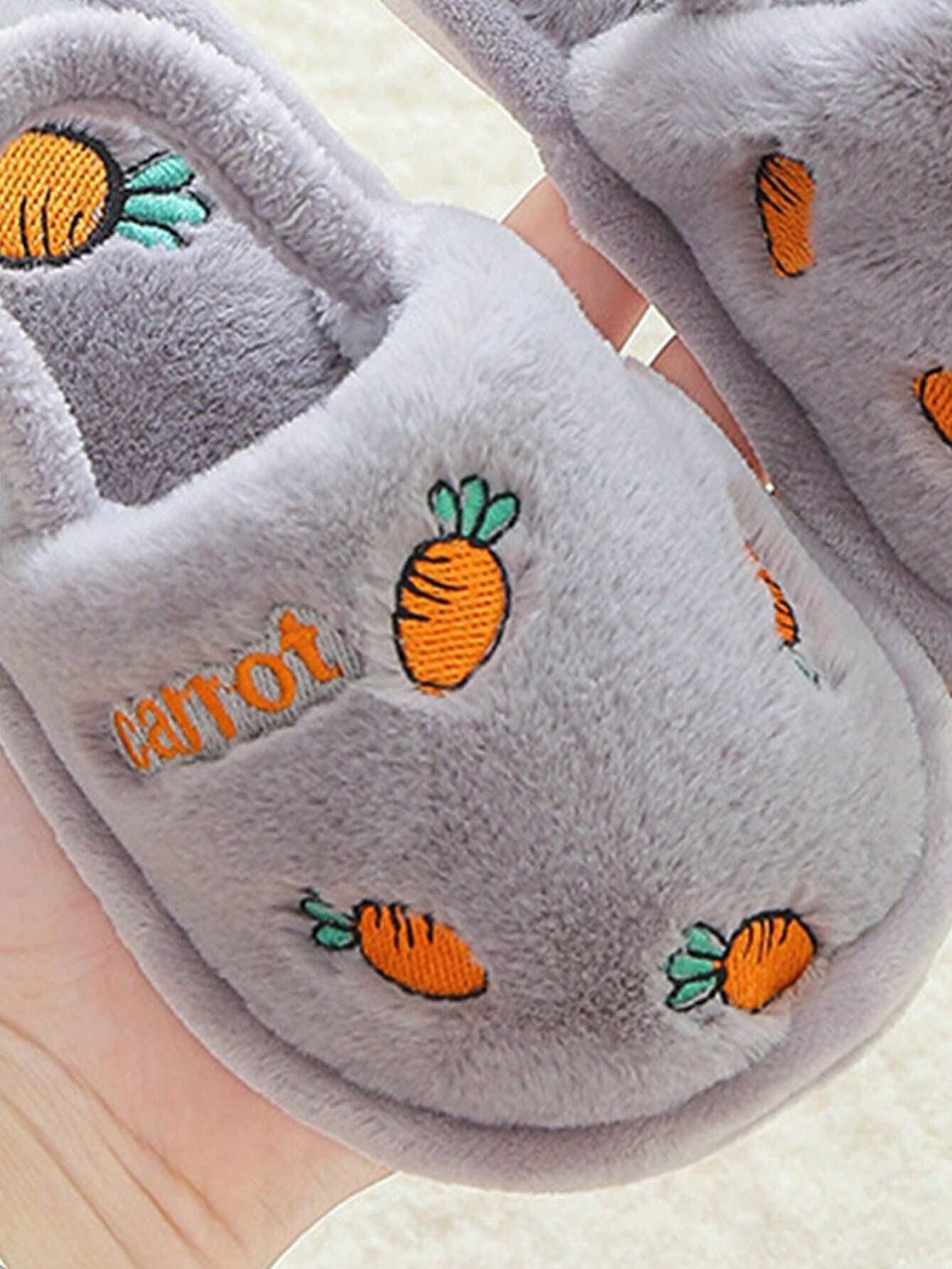 A Pair Of Fashionable And Cute Strawberry Embroidery Decorated Non Slip Warm Slippers