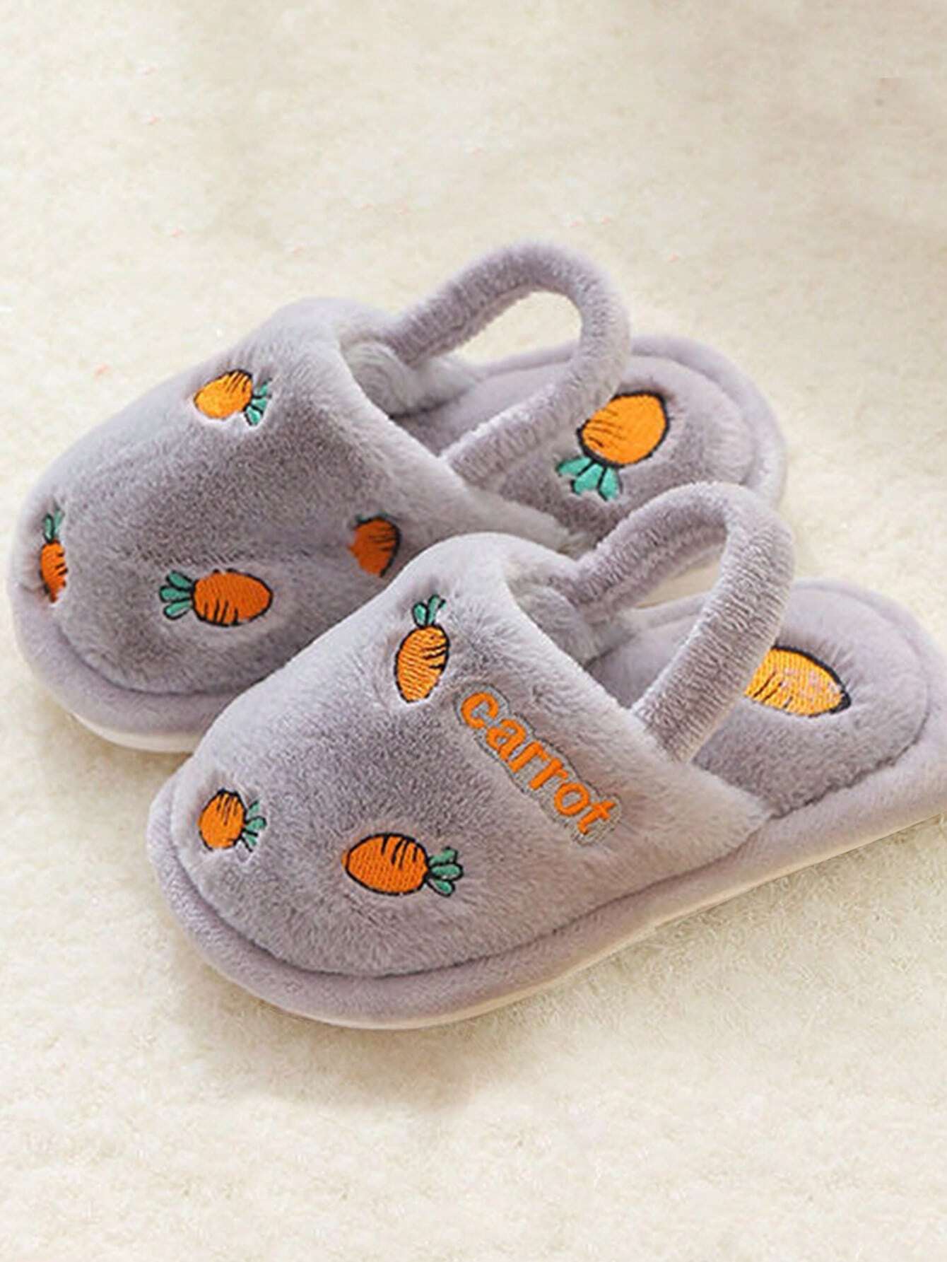 A Pair Of Fashionable And Cute Strawberry Embroidery Decorated Non Slip Warm Slippers