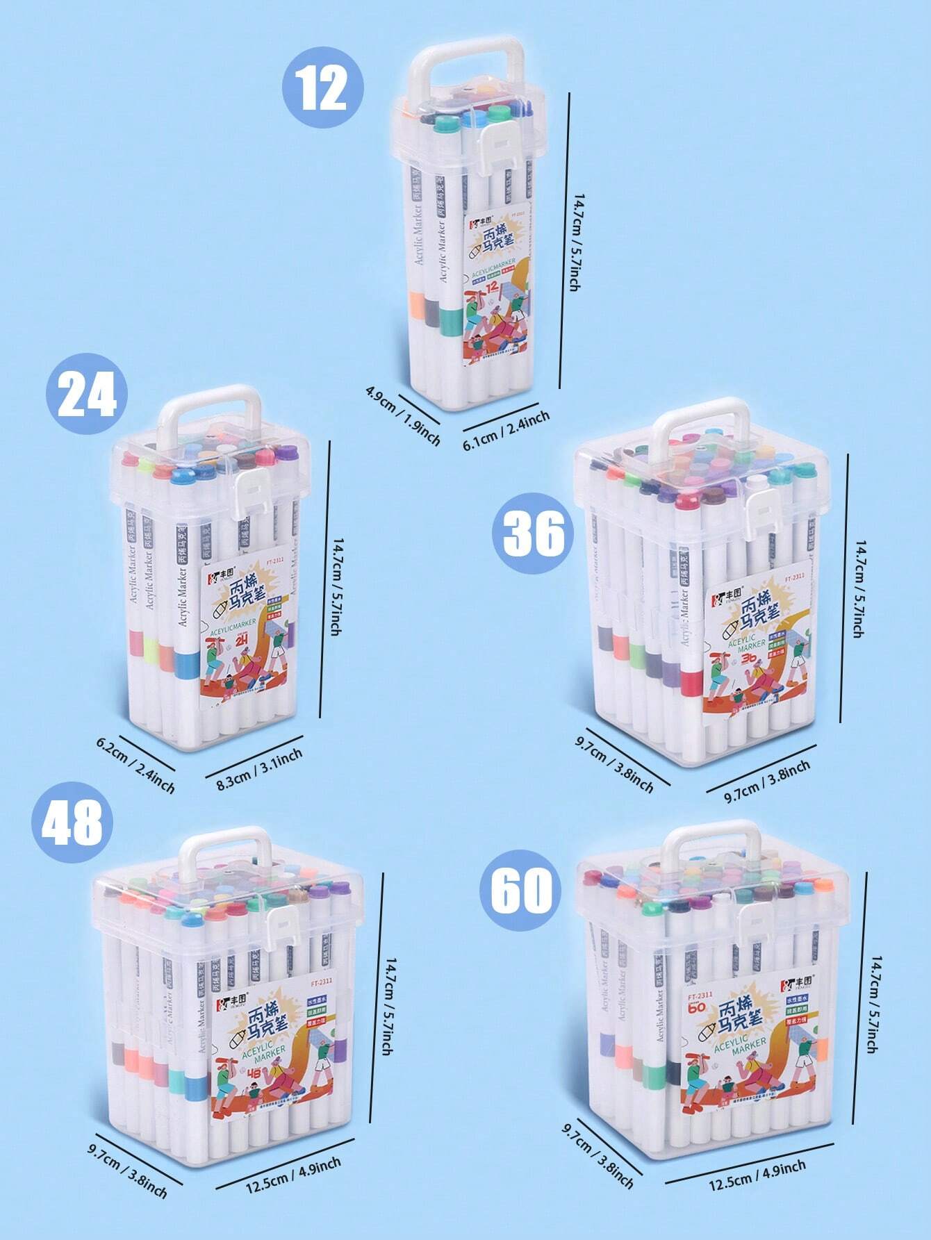 1 Box Acrylic Art Markers, Waterproof And Quick-Drying Watercolor Pens For Drawing