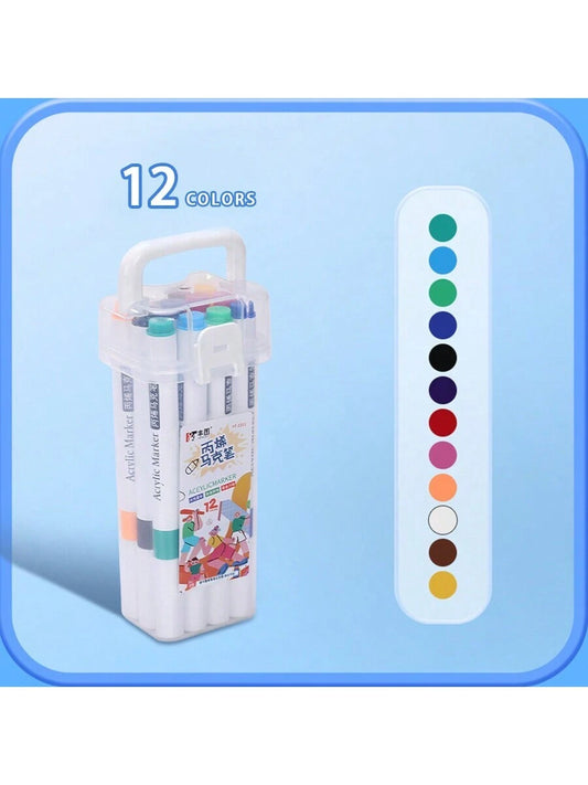 1 Box Acrylic Art Markers, Waterproof And Quick-Drying Watercolor Pens For Drawing