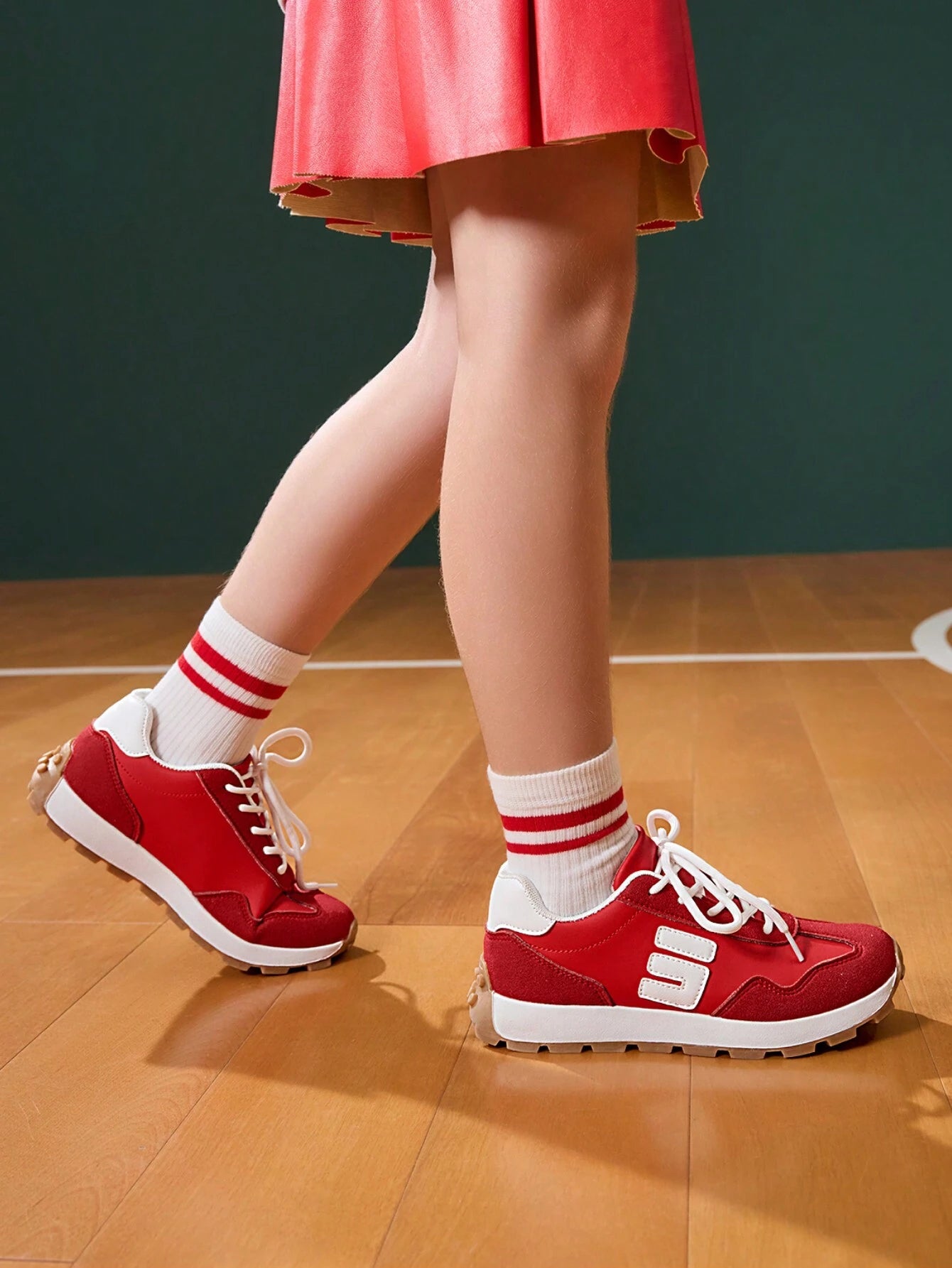 JNSQ Kids Red Retro Casual Comfortable Durable Sport Sneakers
