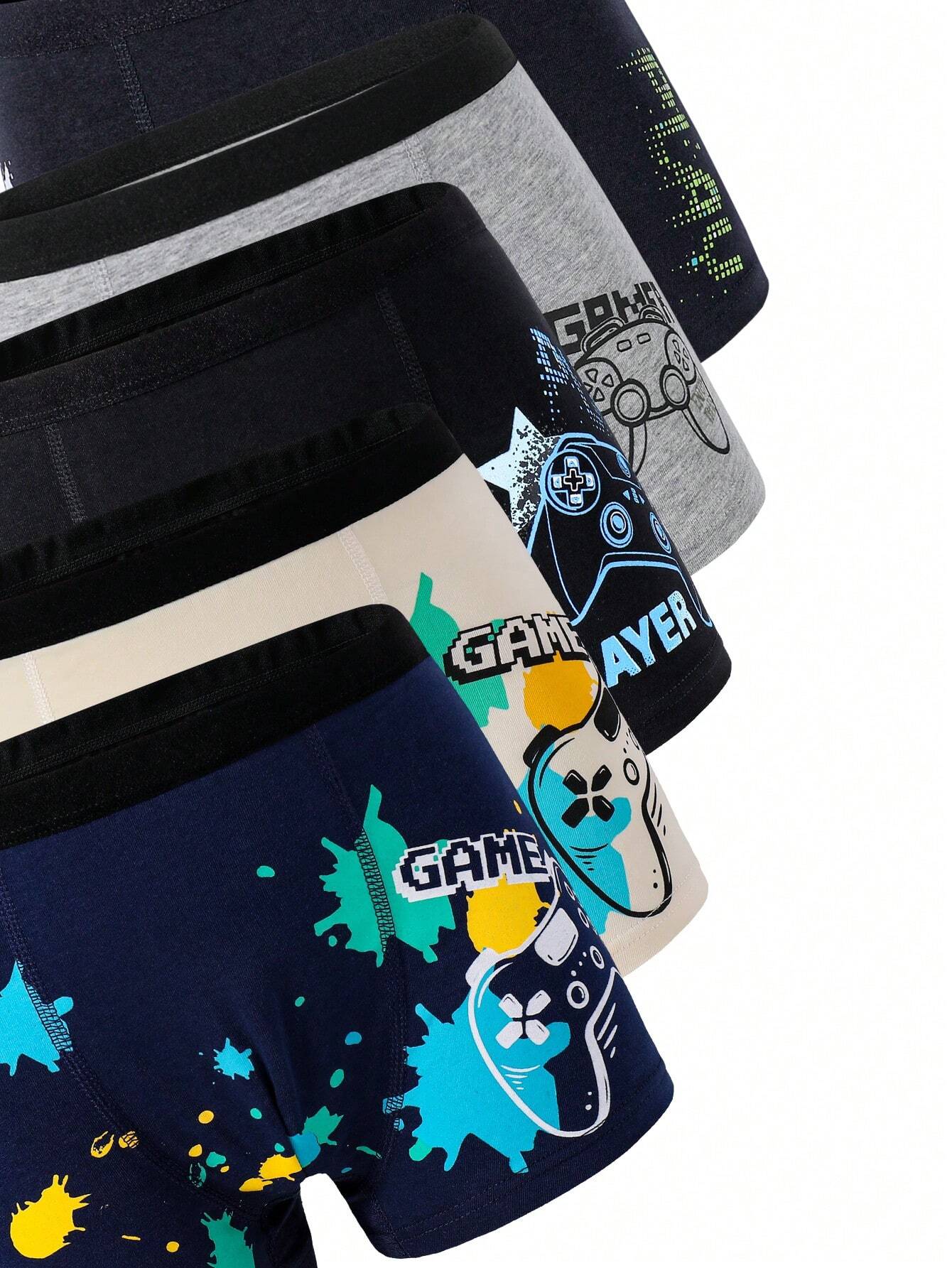 5pcs/Pack Young Boy Cotton Spider Print Breathable Briefs