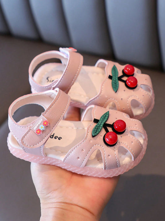 1 Pair Baby Toddler Girls Princess Cherry Soft Sole Non-Slip Comfortable Walking Shoes