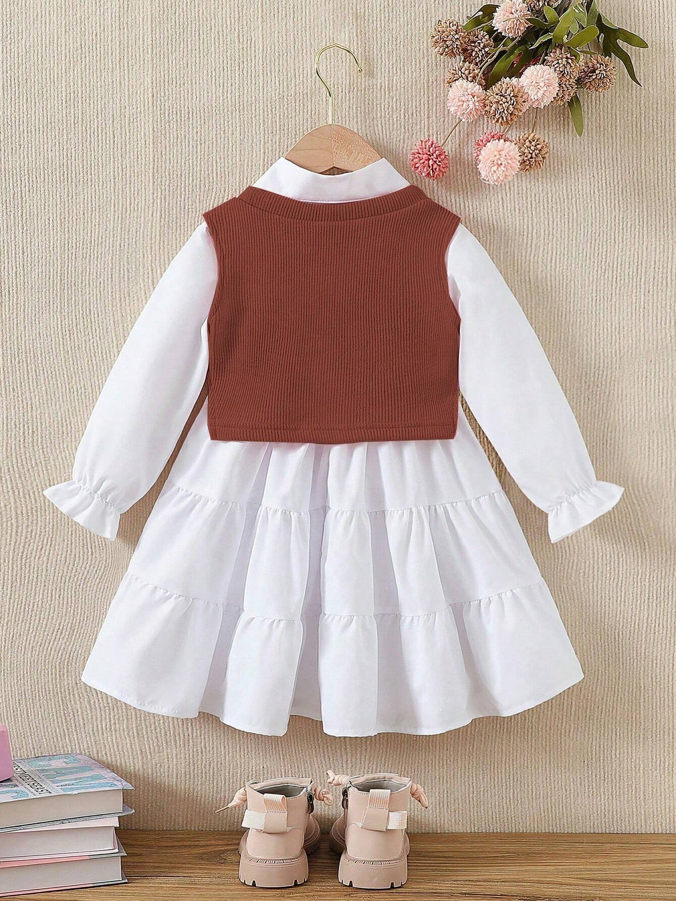 3pcs Young Girl Fashion Elegant Outfit Set