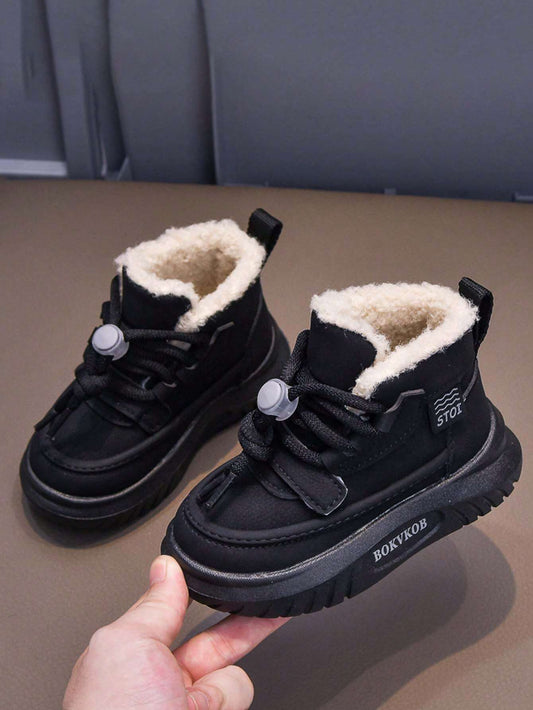 1 Pair Girls Fashion Elegant Solid Color Booties Black