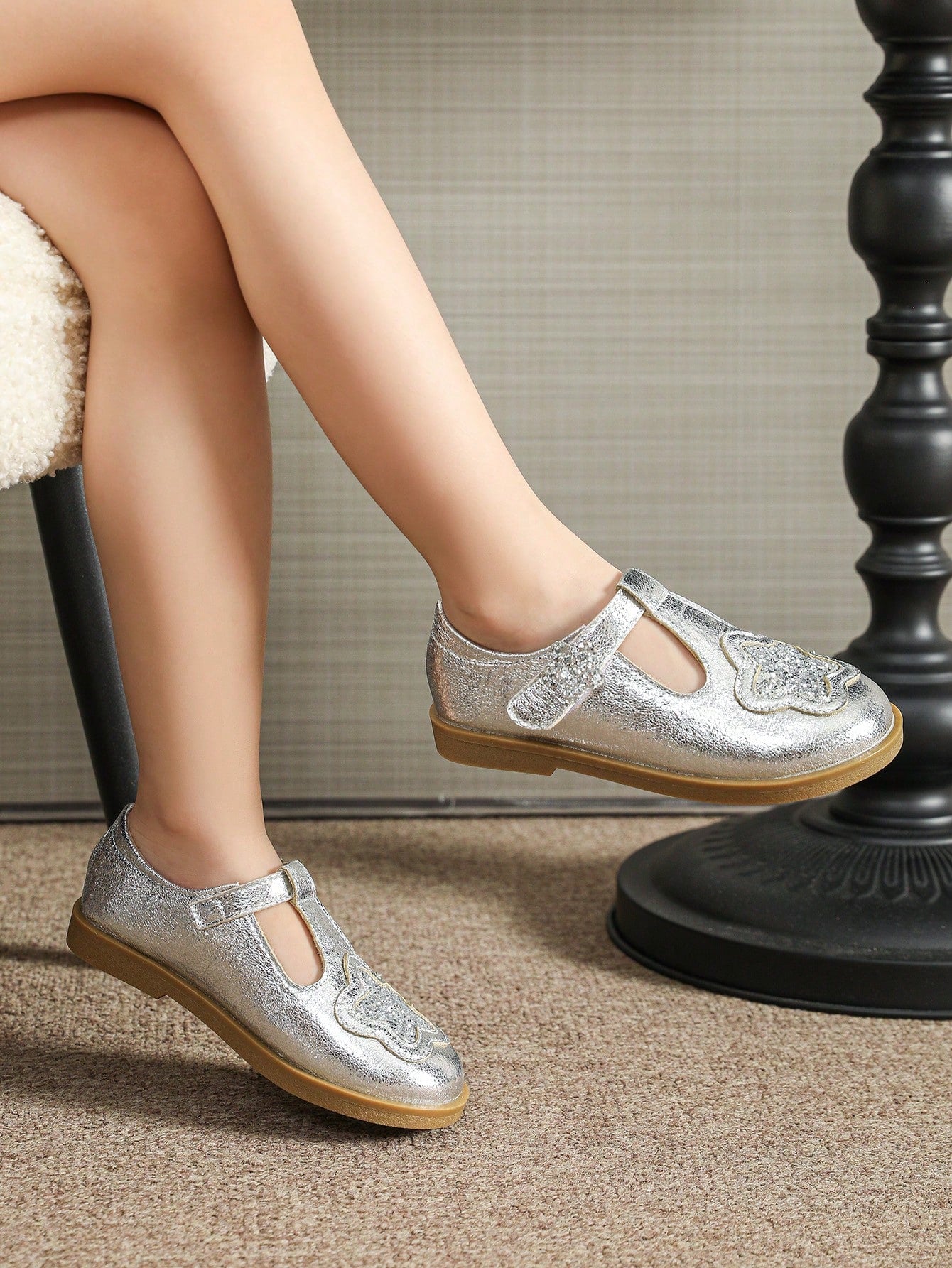 Ballet Flats Toddler Girls Slip-On Casual Shoes Silver