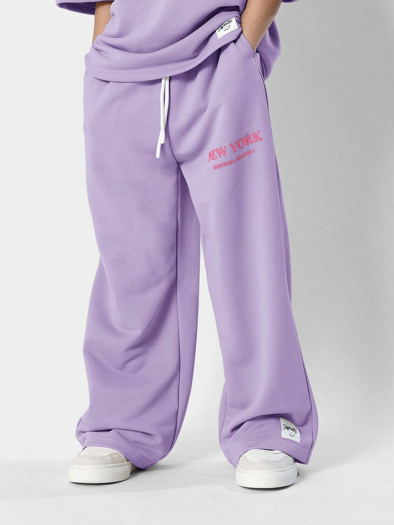 Tween Girls Everyday Oversized Tee And Loose Fit Jogger With New York Graphic Print