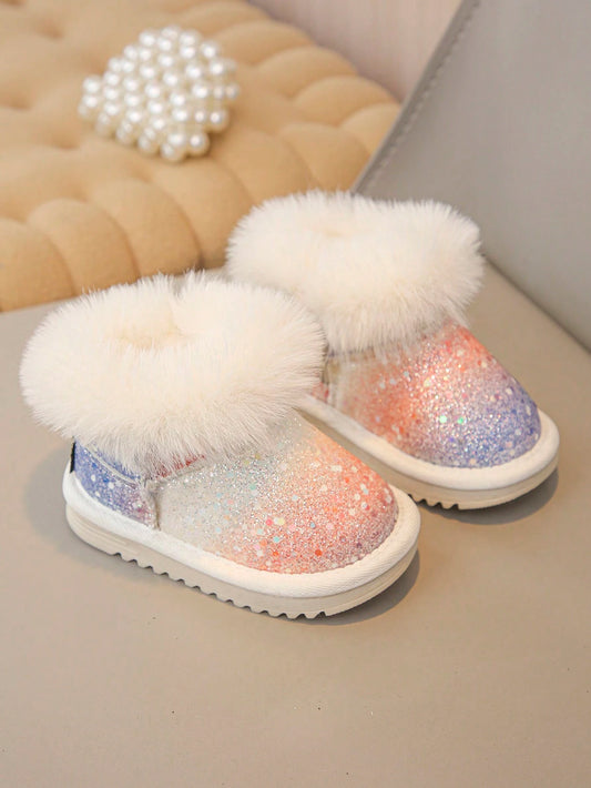 Toddler Girls Plush Colorful Warm Lining Anti-Slip Snow Boots Multicolor