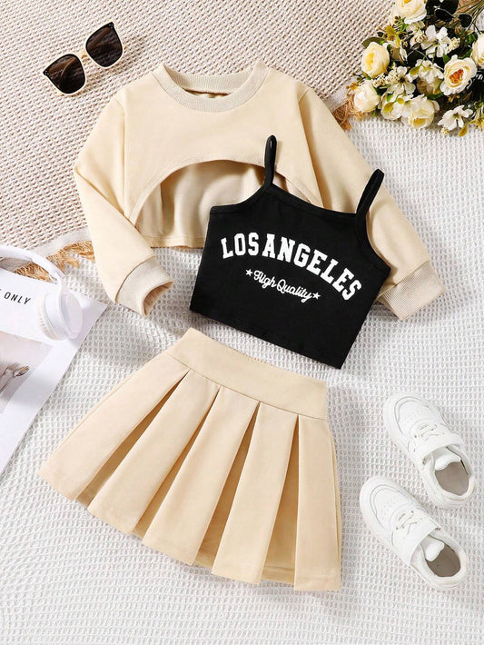 Young Girl 3-Piece Set Apricot 6Y