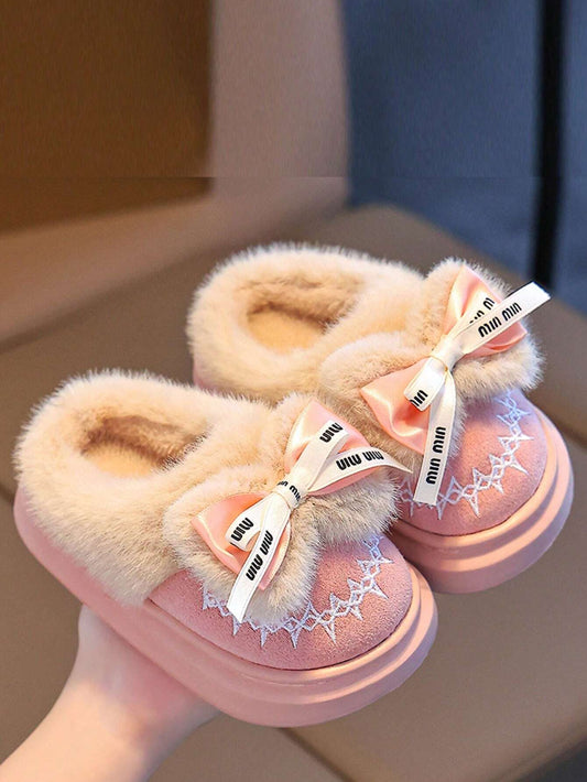 1 Pair New Kids Plush Lined Indoor/Outdoor Slippers Pink