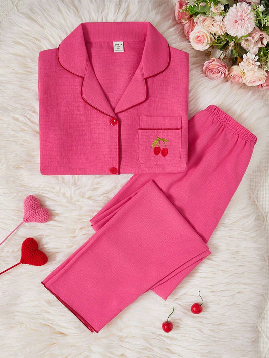 Girls Pajamas 2pcs/Set Hot Pink