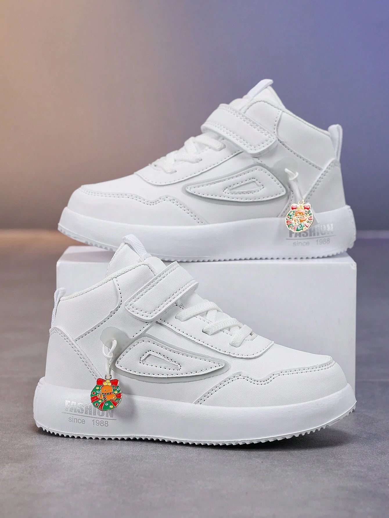 1 Pair Children Leather Waterproof Casual Shoes White