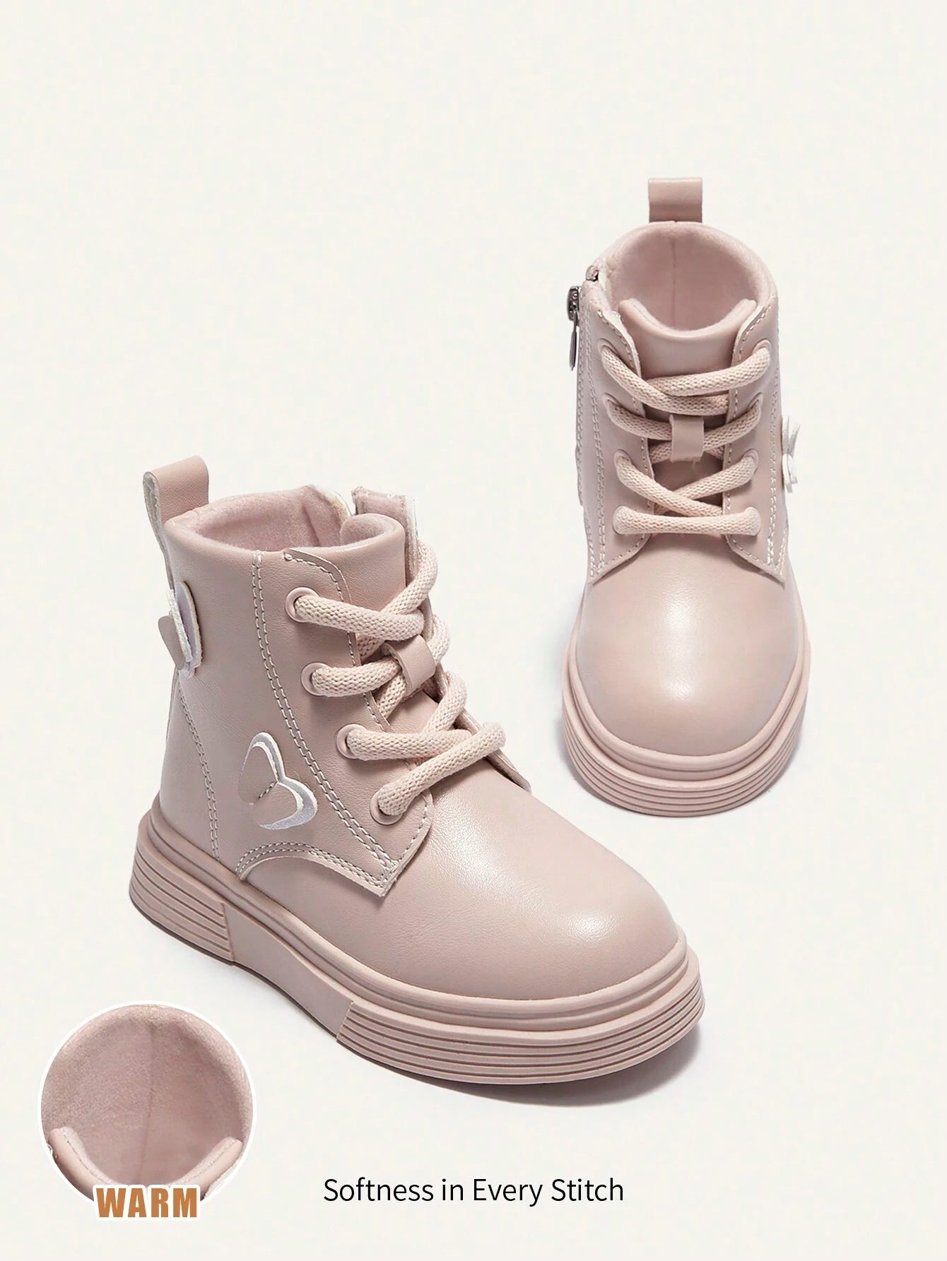 Cozy Pixies Thicken Warm Fashion Casual Versatile Butterfly Princess Baby Girls Toddlers Flat Boots Pink