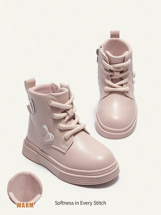 Cozy Pixies Thicken Warm Fashion Casual Versatile Butterfly Princess Baby Girls Toddlers Flat Boots Pink