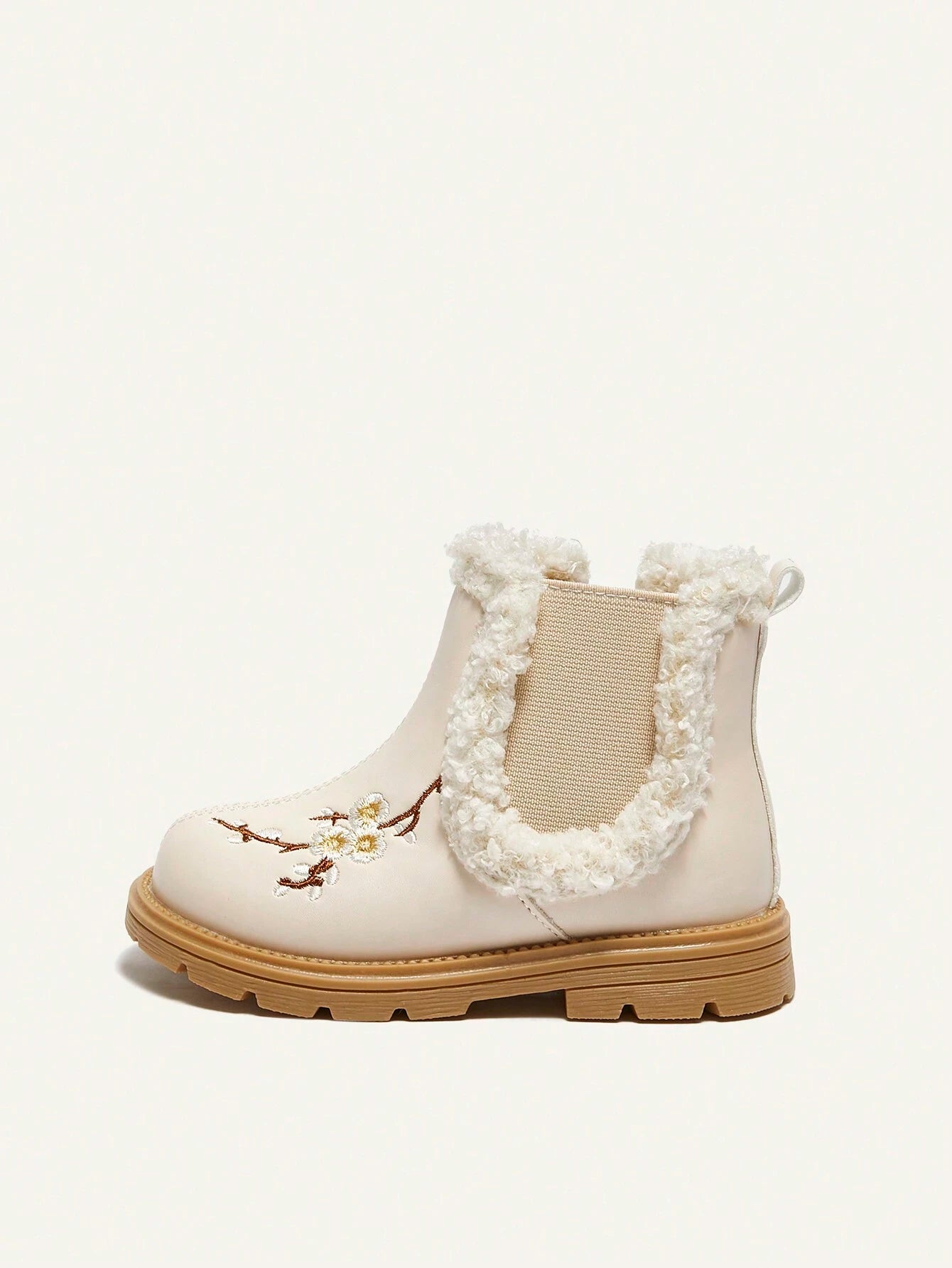Cozy Pixies Fashionable & Versatile Cute Girl Design Embroidered Anti-Slip Warm Lined Baby Short Boots