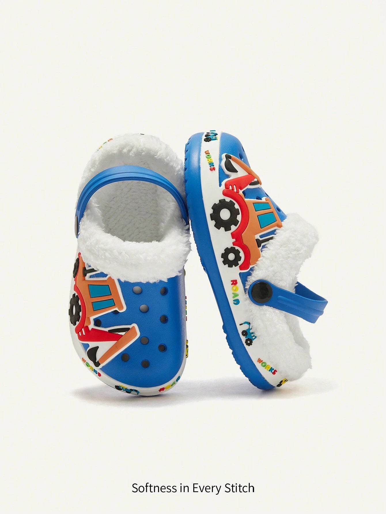 Cozy Pixies 1 Pair Kids Cute Cartoon White Snowman Pattern Garden Shoes Royal Blue