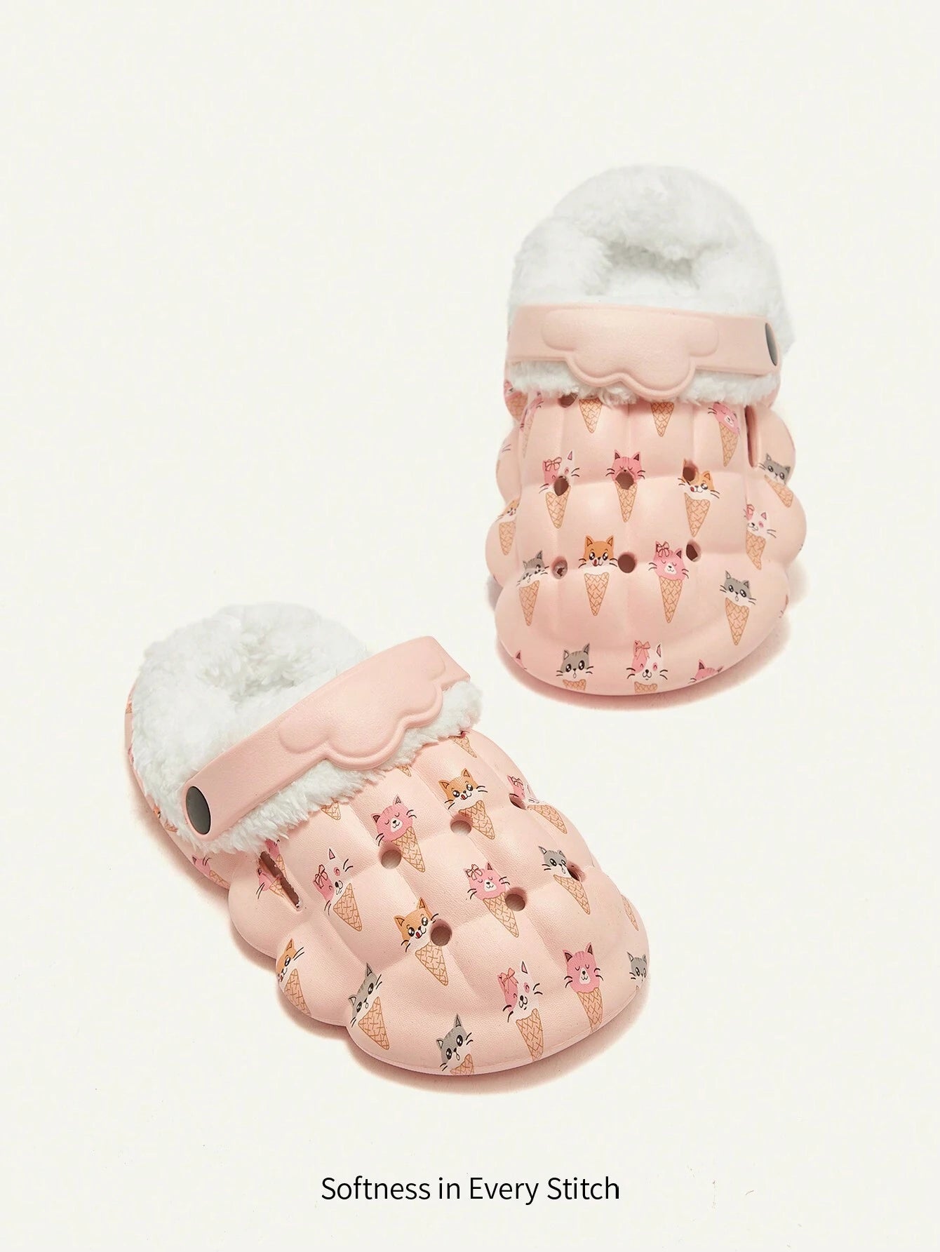 Cozy Pixies 1 Pair Girls Funny Cartoon Pink Cat Print Cute Garden Shoes