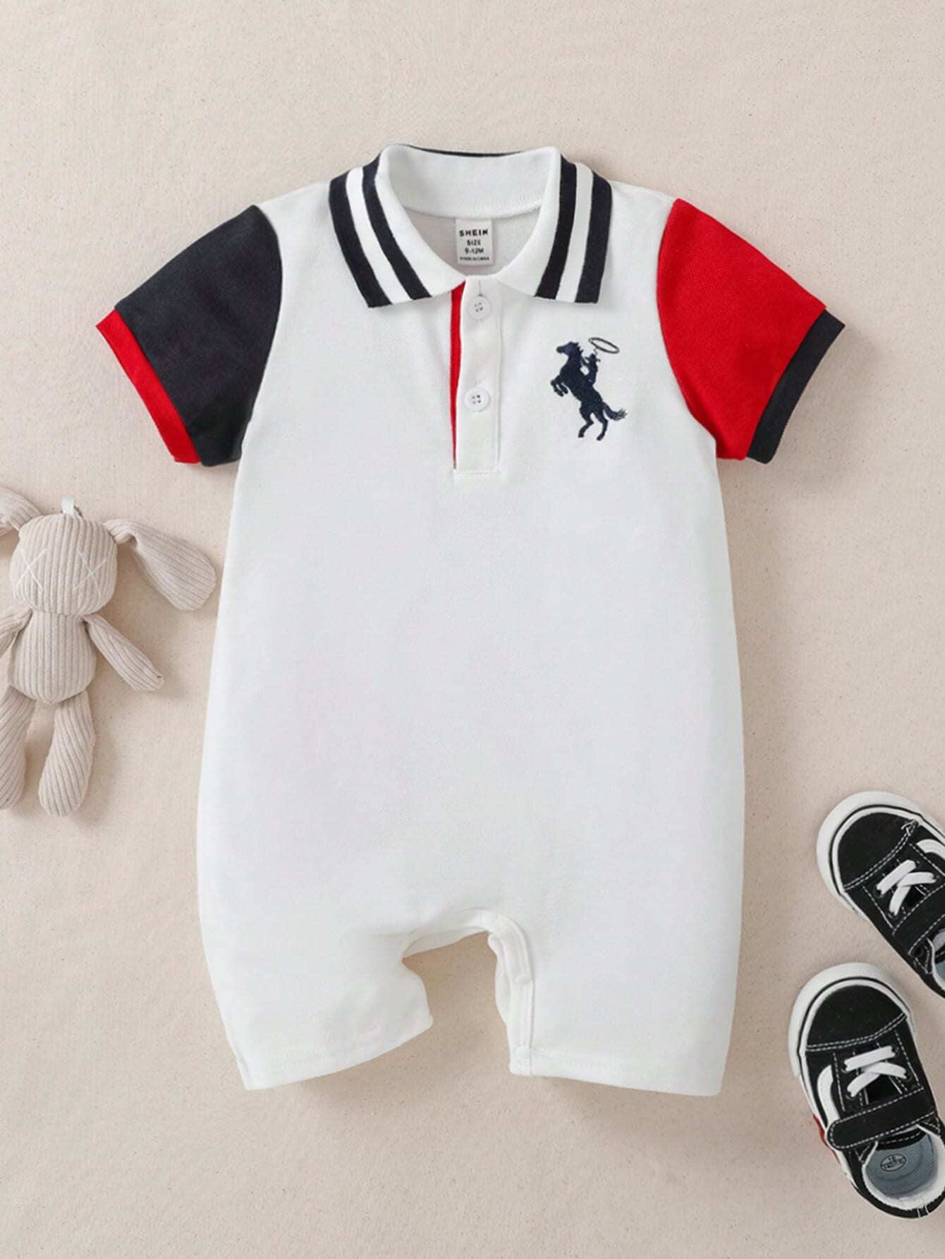 Baby Boy Casual College Style Elegant Daily Wear Embroidered Jumpsuit Multicolor